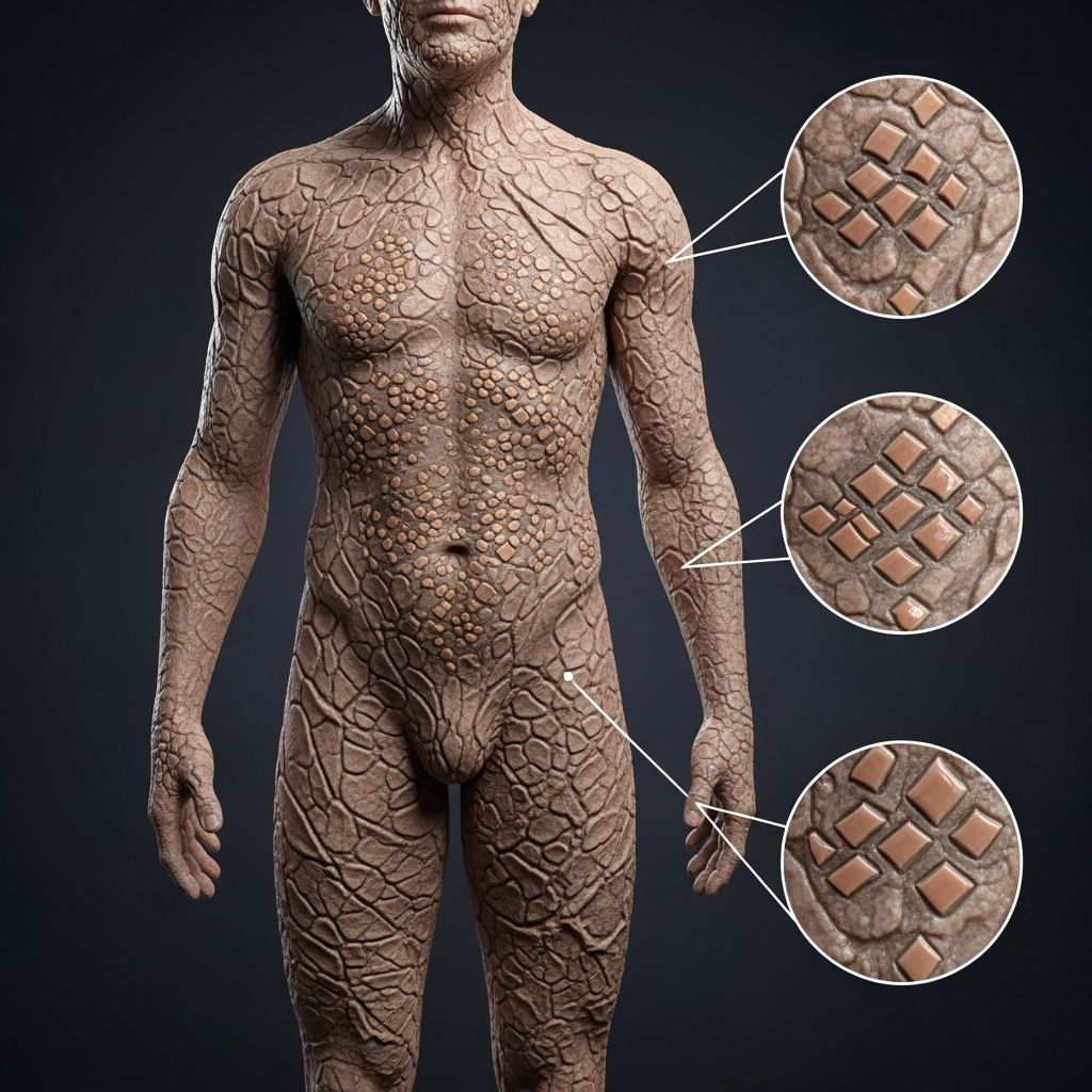 Genetic skin disorder causing dry, scaly skin in males due to steroid sulfatase deficiency and X-linked inheritance.