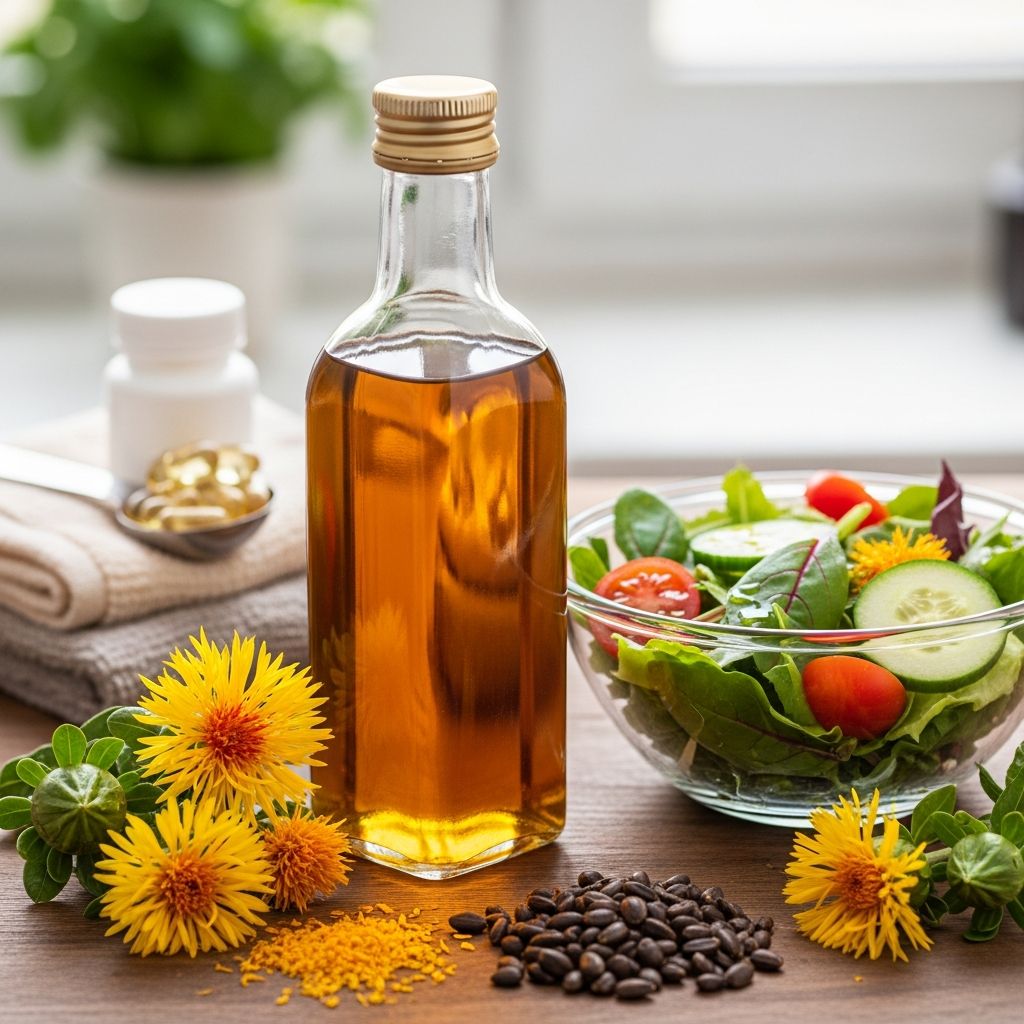 Discover the potential health benefits of safflower oil, from heart health to skin care, backed by scientific research.
