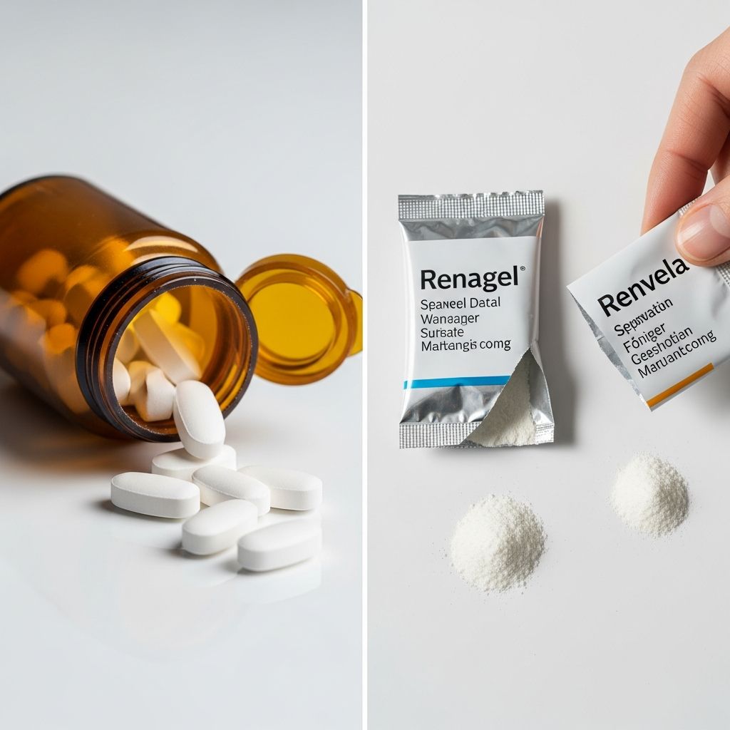 Complete guide to sevelamer carbonate and hydrochloride for managing high blood phosphate levels.