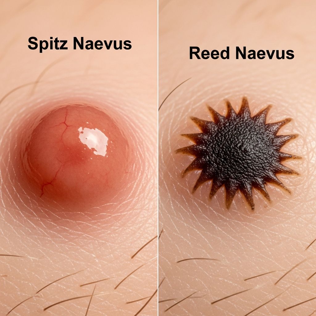 Detailed images and clinical insights into Spitz naevus and Reed naevus for accurate diagnosis and differentiation.
