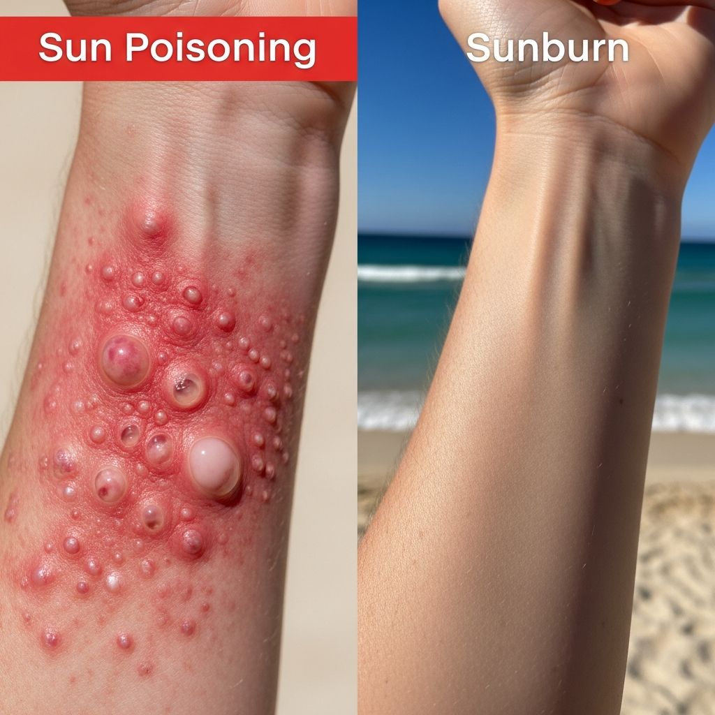 Sun Poisoning Vs Sunburn: Key Signs, Treatments, & Prevention Understand the critical differences between sunburn and sun poisoning, their symptoms, treatments, and prevention strategies to protect your skin this summer.