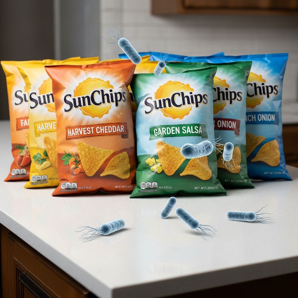 Frito-Lay recalls SunChips Harvest Cheddar and Munchies snacks across Canada due to potential Salmonella contamination from supplier ingredient.