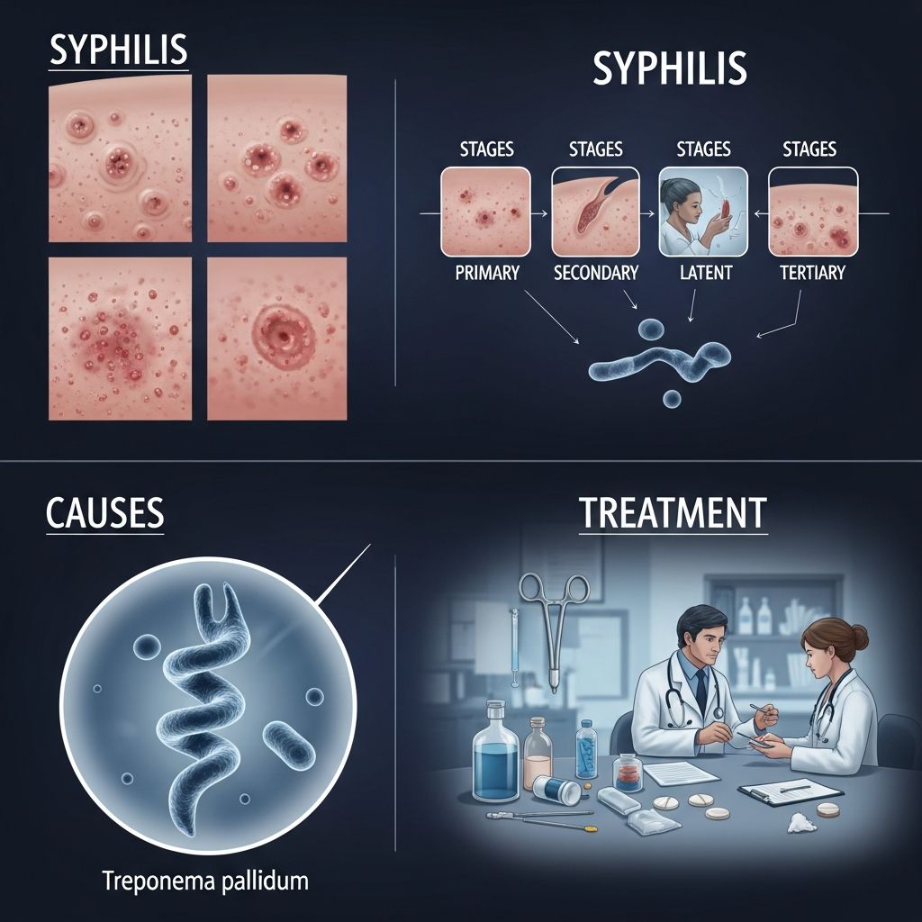 Syphilis: Symptoms, Stages, Causes, Treatment Comprehensive guide to syphilis: Understand its causes, stages, symptoms, diagnosis, treatment, and prevention strategies for this curable STI.