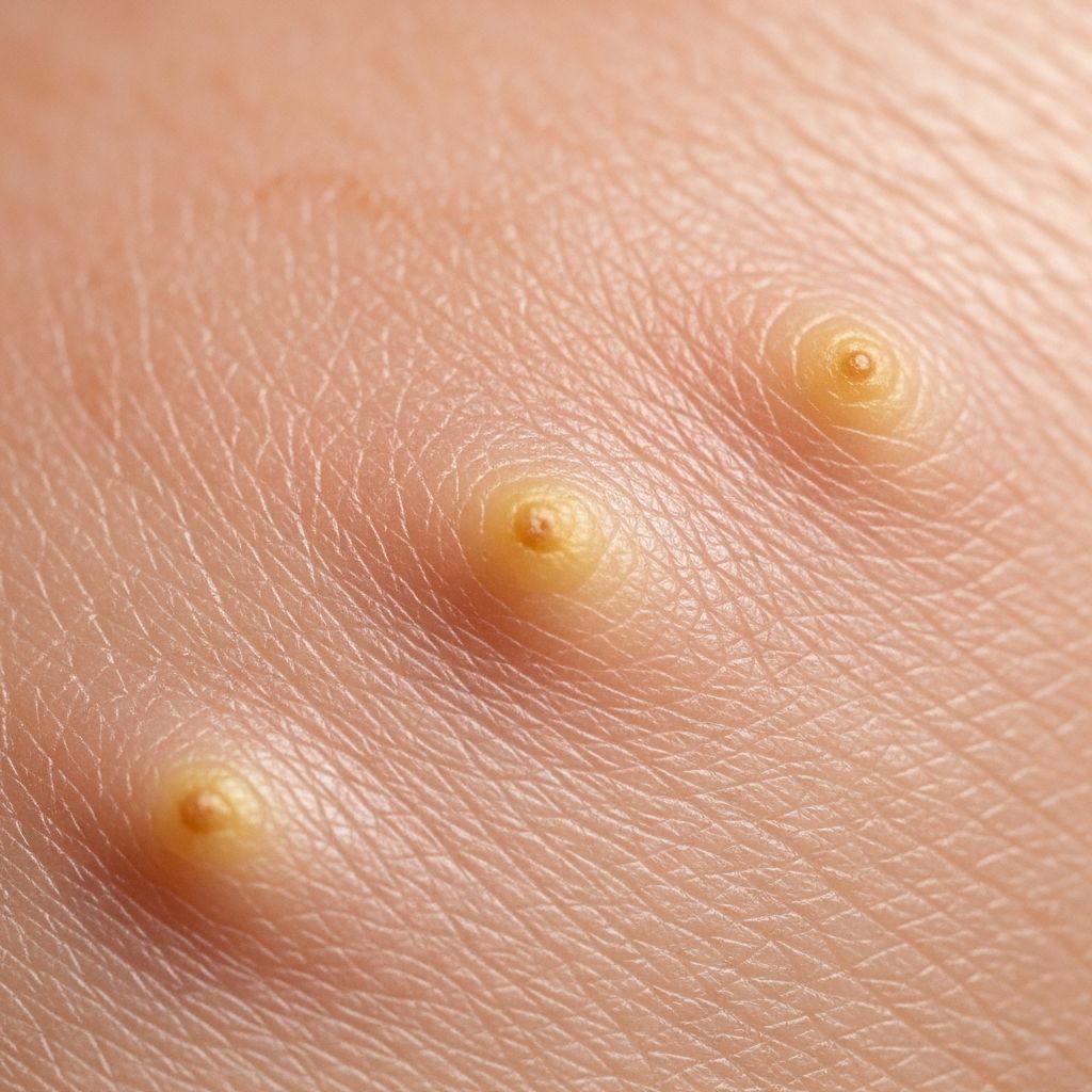 Benign adnexal tumours from eccrine sweat ducts, often appearing as small papules around the eyes and other body areas.