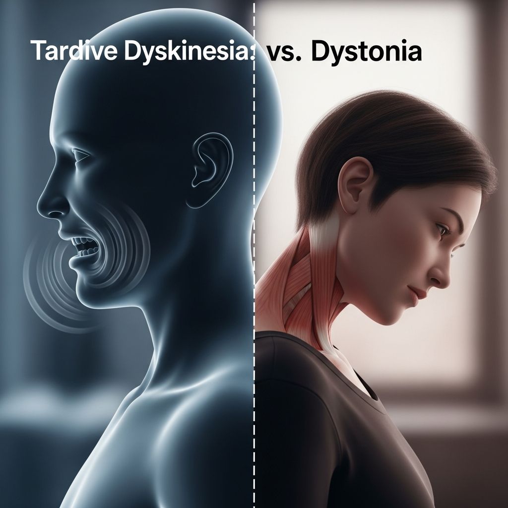 Understand the distinct characteristics, causes, and treatments of tardive dyskinesia and dystonia.