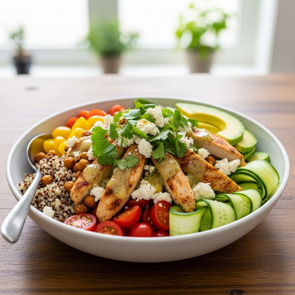 This vibrant, 35g-protein salad bursting with chickpeas, feta, and tahini dressing is my new obsession for satisfying lunches.