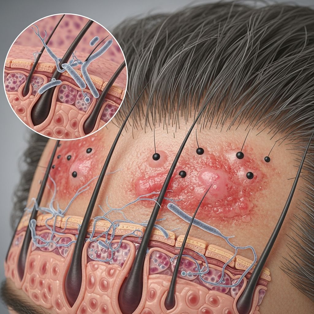 Tinea Capitis Pathology: Essential Clinical Guide Detailed histopathological examination of tinea capitis, revealing fungal invasion patterns and host responses in scalp infections.