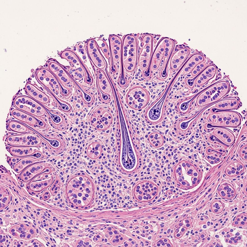 Comprehensive guide to the pathology, clinical features, diagnosis, and management of trichoadenoma, a rare benign hair follicle tumour.