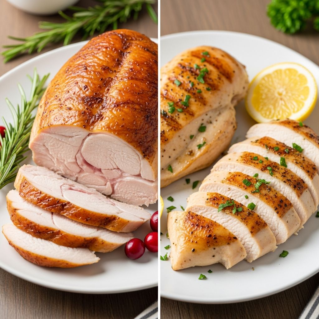 Comparing turkey and chicken: protein content, calories, fat, and nutrition to help you choose the best poultry for your diet.