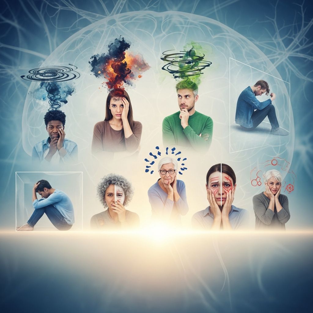 Understand the main types of mental health disorders, their symptoms, causes, and treatments for better awareness and support.