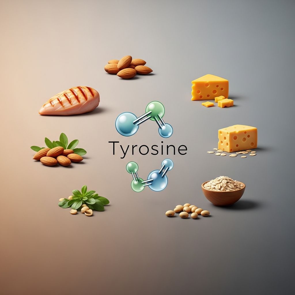 Discover tyrosine's role in neurotransmitter production, mood support, stress relief, and thyroid function with food sources and safe dosing guidelines.