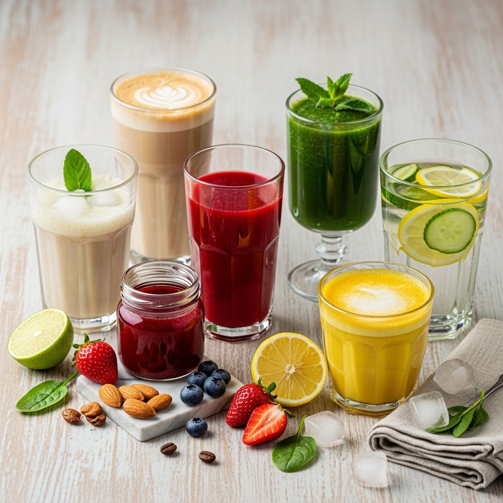 Refresh with these easy, delicious vegan drink recipes perfect for any time of day, from creamy lattes to fruity shakes.