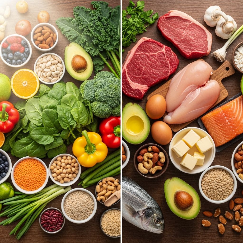Discover the key differences between vegan and keto diets in nutrition, weight loss, health impacts, sustainability, and which may suit you best.