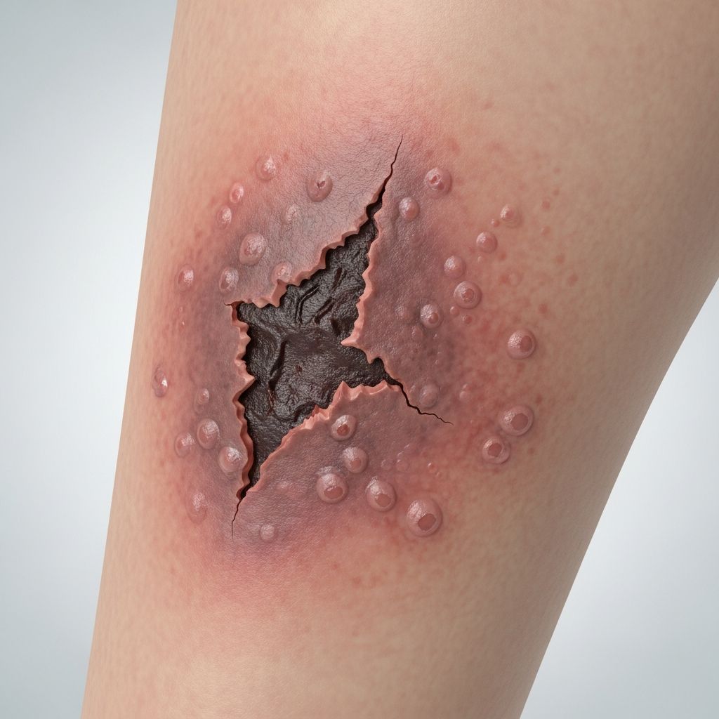 Rare but serious complication of warfarin therapy causing painful skin necrosis in fatty areas due to protein C deficiency.