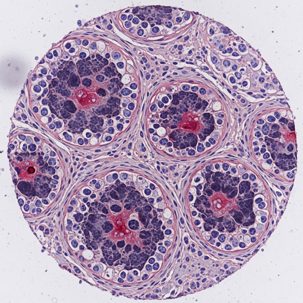 Detailed histopathology of warfarin-induced skin necrosis, a rare anticoagulant complication causing paradoxical thrombosis.