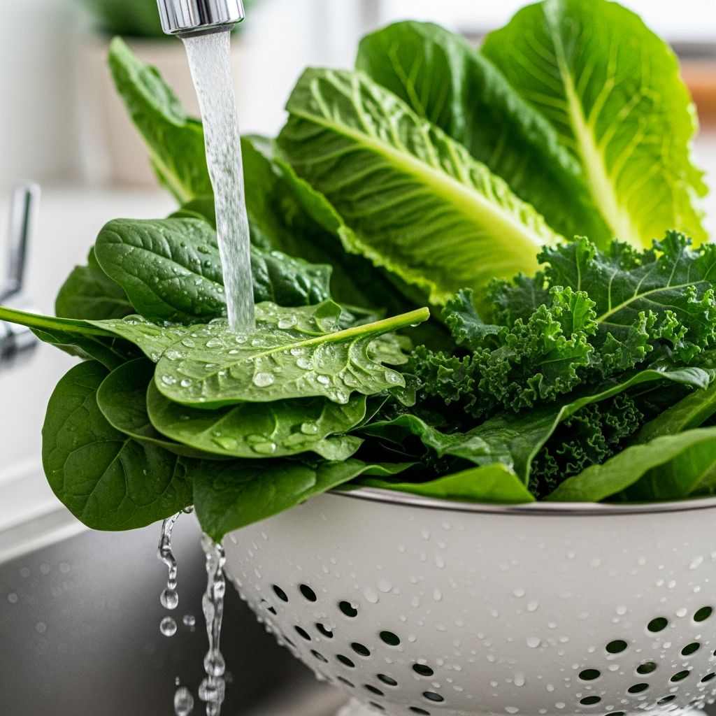 Learn the safe, effective steps to wash leafy greens and prevent foodborne illness in your kitchen.