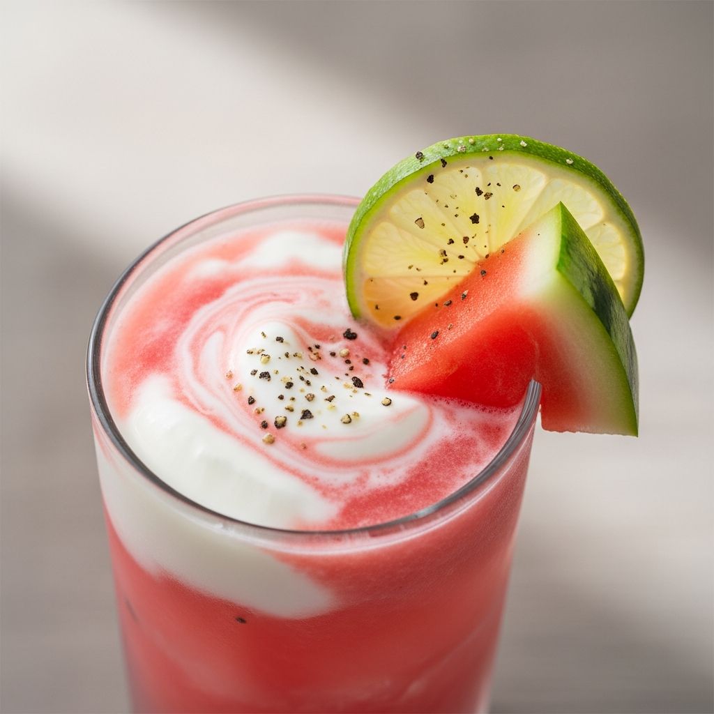 A refreshing, diabetic-friendly beverage combining watermelon, lime, and yogurt.