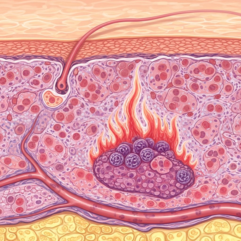 Eosinophilic cellulitis (Wells syndrome): Rare recurrent inflammatory skin disorder mimicking bacterial cellulitis with flame figures on biopsy.