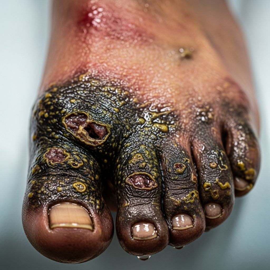 Understanding wet gangrene: causes, symptoms, diagnosis, and urgent treatment for this life-threatening bacterial infection.