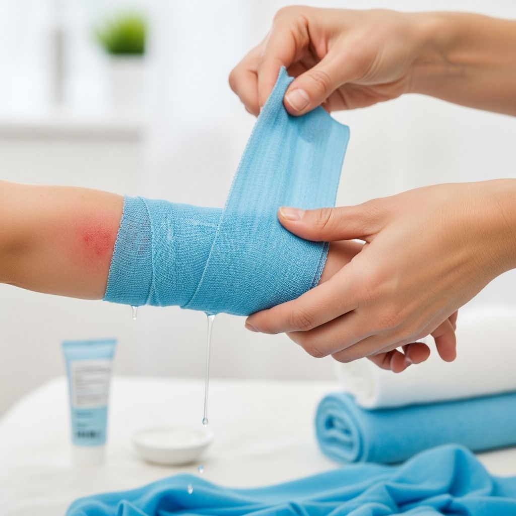 Effective technique for managing severe eczema flares by locking in moisture and reducing itch.