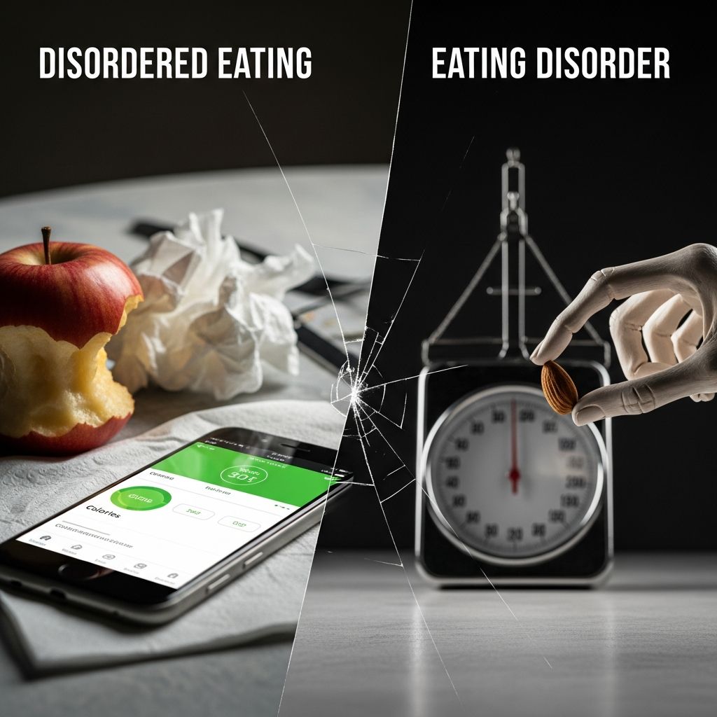 Disordered Eating Vs Eating Disorder: 4 Key Differences Understand the key differences between disordered eating behaviors and clinically diagnosable eating disorders, including symptoms, impacts, and when to seek help.