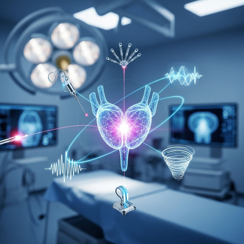 Explore comprehensive surgical treatments for benign prostatic hyperplasia, from minimally invasive lifts to full prostate enucleation procedures.