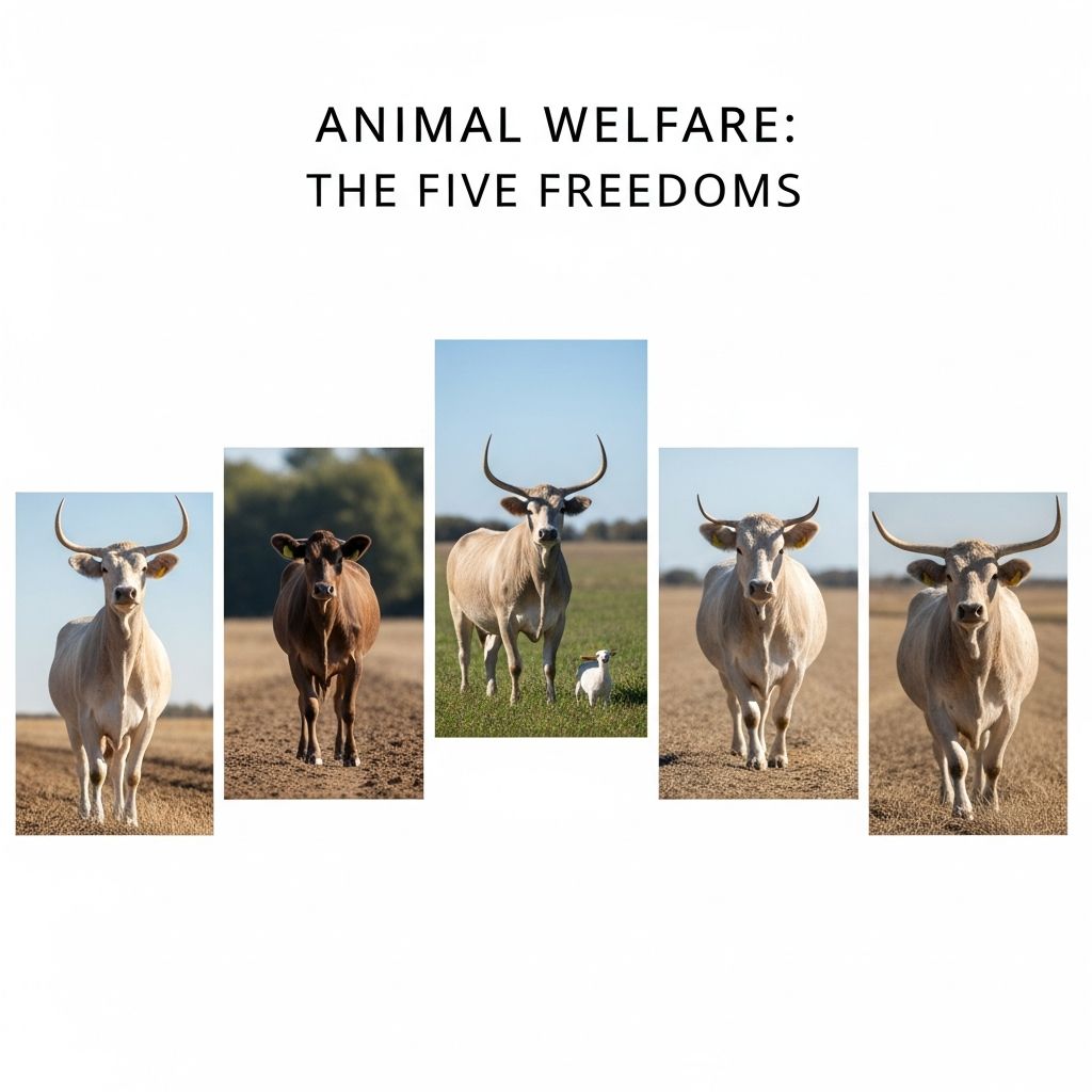 Explore the essential Five Freedoms guiding animal welfare standards for farm animals and beyond, ensuring health, comfort, and natural behaviors.