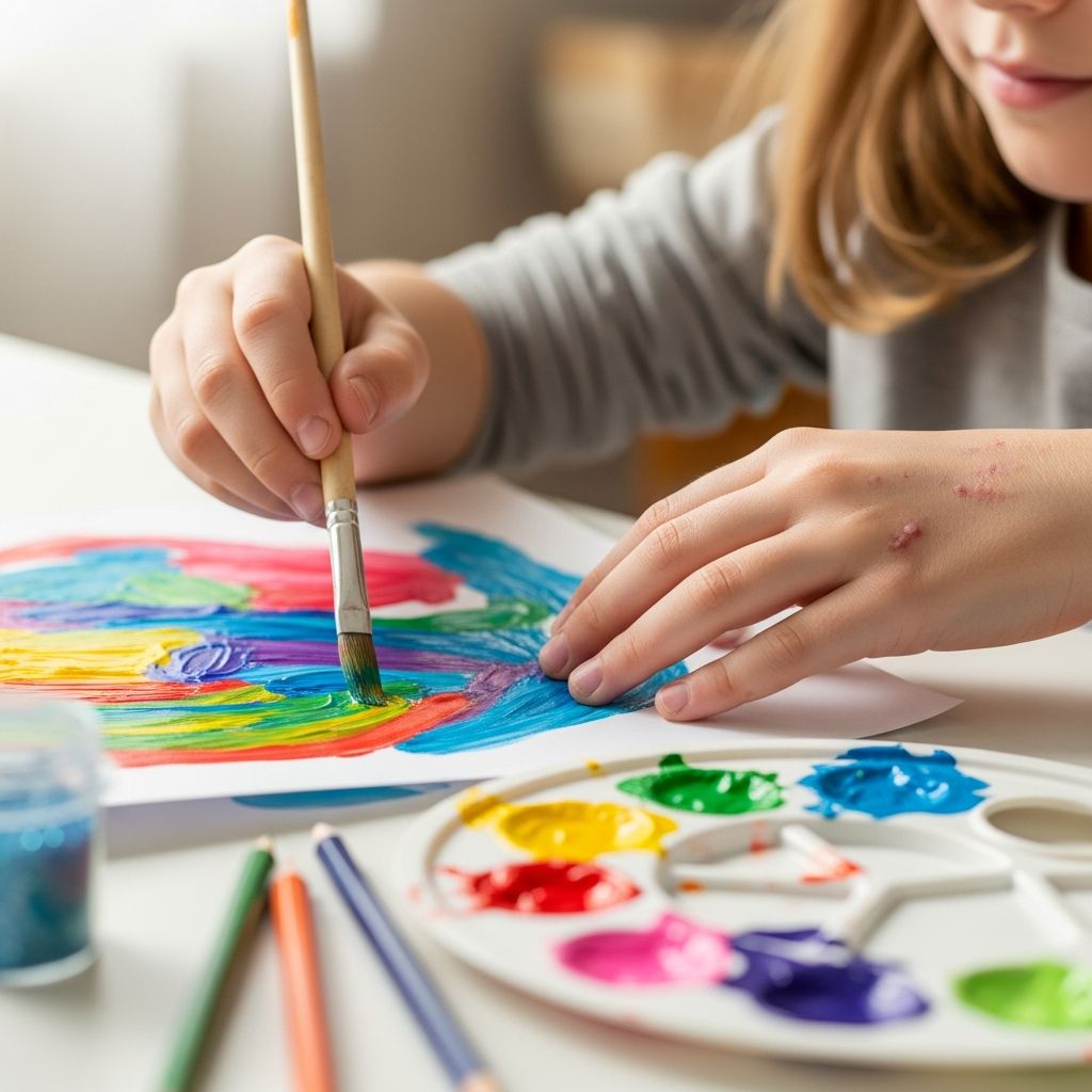 Discover how creative art therapy transforms eczema management for kids by easing emotional stress, building coping skills, and fostering emotional expression.