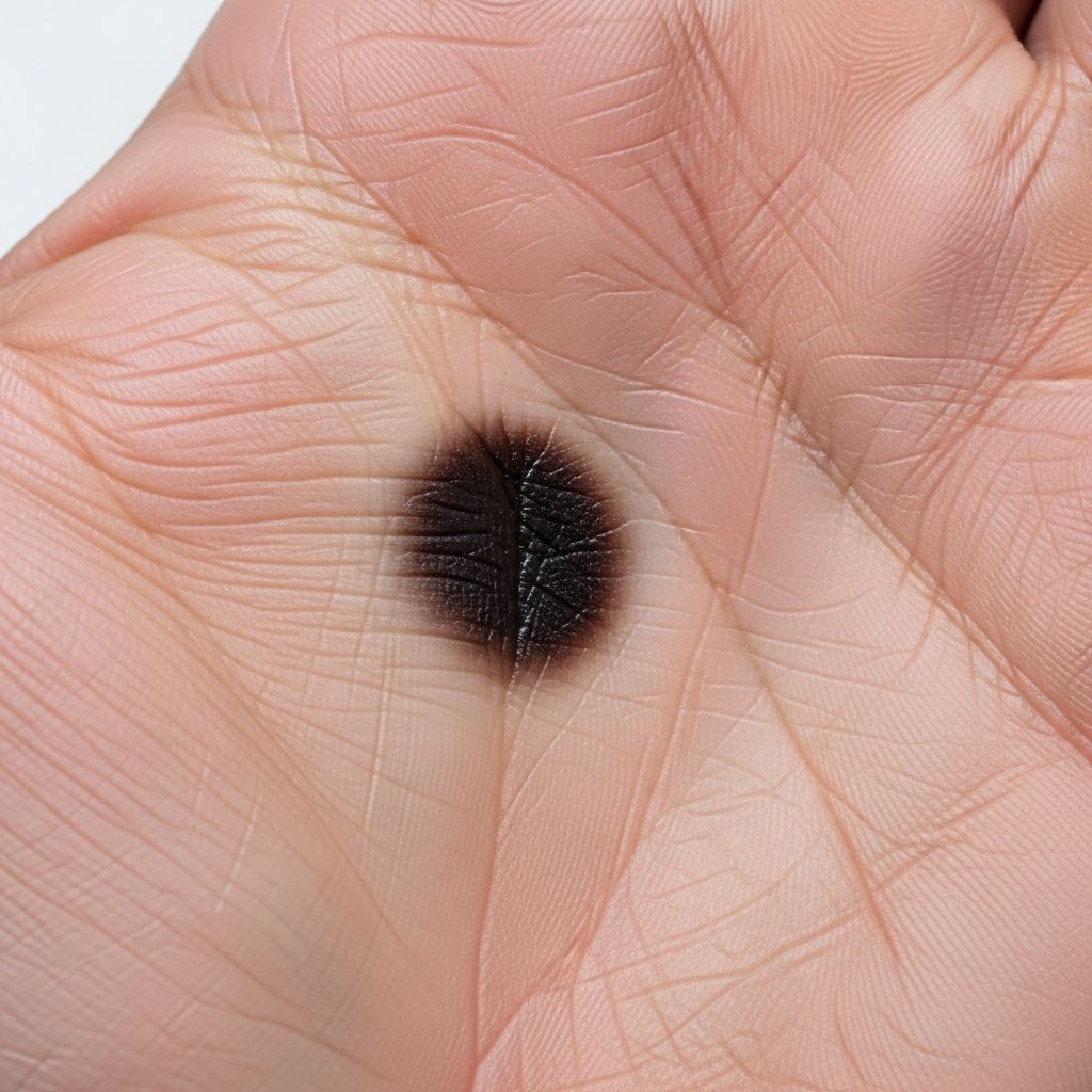 Superficial fungal infection causing dark patches on palms and soles, common in tropical climates.