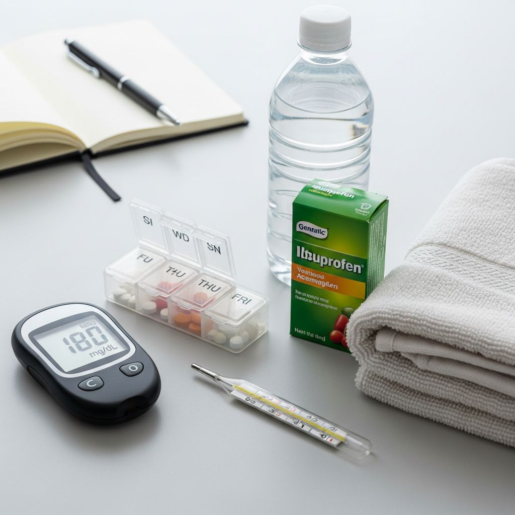 Essential strategies for managing type 2 diabetes during illness to prevent complications like high blood sugar and dehydration.