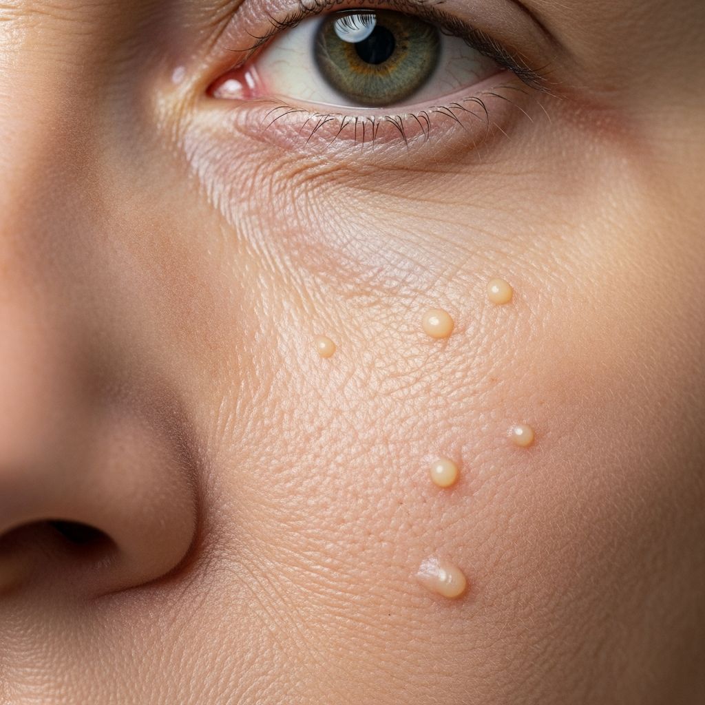 Discover the causes, types, treatments, and prevention strategies for milia, the common small white bumps affecting skin around the eyes and face.